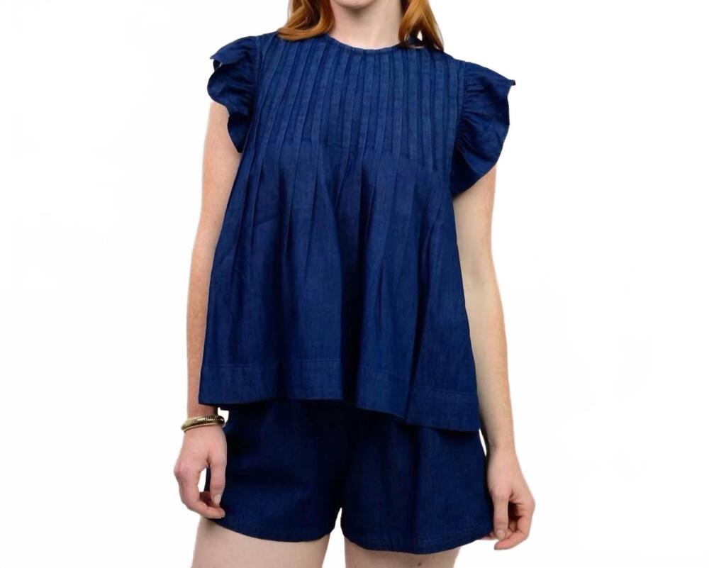 NEW IVY JANE the deep sea dreamers tucked denim top in blue